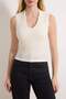 Stone Plain Fitted V-Neck Sleeveless Cropped Textured Knitted Blouse Twoss26Bz00249 - 3