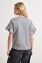 Gri %100 Pamuk Fırfır Detaylı Basic Bisiklet Yaka Örme T-Shirt TWOSS22TS2429 - 4