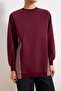 Bordo Regular 2 iplik penye Düz Örme  Tesettür Sweatshirt TCTSS23UK00092 - 3