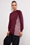 Bordo Regular 2 iplik penye Düz Örme  Tesettür Sweatshirt TCTSS23UK00092