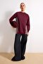 Bordo Regular 2 iplik penye Düz Örme  Tesettür Sweatshirt TCTSS23UK00092 - 2