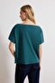Zümrüt Yeşili %100 Pamuk Oversize/Geniş Kalıp Kayık Yaka Örme T-Shirt TWOSS20TS0140 - 4