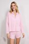 Pembe 3'lü Bra'lı Çizgili Örme Pijama Takımı THMSS26PT00085 - 2
