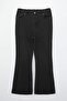Siyah Sustainable Lasrtikli Bel Comfort/Esnek Flare İspanyol Paça Büyük Beden Jeans TBBSS26CJ00021 - 6