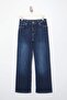 Premium Koyu Mavi Özel Kumaş Yüksek Bel Orta Esnek Straight Düz Kesim Jeans TWOSS26JE00147 - 10