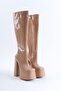 Women's Below-The-Knee High Heel Platform Boots Juvily Nude Patent Leather - 2