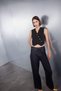 Fitted Body Fitted V Neck Crop Cross Button Blazer Vest D3159Ax24Au - 2