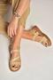 Y555530403 Beige Genuine Leather Women's Sandals
