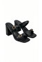 Belvia Double-Strapped Buckle Detailed Heeled Mule Slippers - Black Real