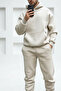 Men's Soft Textured Oversize Hooded Tracksuit Set with Elastic Legs - Casual - 3