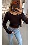 Wide Collar Bitter Brown Cotton Basic Blouse - 2