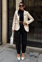 Beige Bow Brooch Lined Slim Fit Jacket 6149 R9-F-K1 - 2
