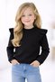 Girl, Baby Girl Lycra, Ruffle Shoulder Long Sleeve T-Shirt Cotton Fabric From 6 Months to -6 Years