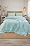 Premium Water Green Color Cotton Satin Double Duvet Cover Set Without Box
