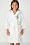 Bayaz Triga Hooded Cotton Children's Bathrobe - Palm Tree Embroidered