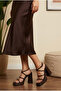 Women's Special Design Ankle Strap Platform Heeled Bitter Brown Evening Dress Shoes - 4