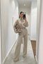 Women's Belted Half-Fisherman Cardigan Pants Two-Piece Set & Wide-Leg Pants Set