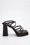 Women's Special Design Ankle Strap Platform Heeled Bitter Brown Evening Dress Shoes - 2