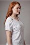 White Printed - Women's Plus Size Blouse with Shoulder Tulle Detail - 3