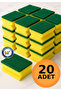 20 Pieces Dishwashing Sponge Classic Economical Corrugated Brite Sponge Cleaning - 2