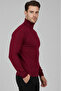 Men's Burgundy Square Pattern Turtleneck Slim Fit Turtleneck Knitwear Sweater 2505493 - 2