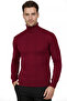 Men's Burgundy Square Pattern Turtleneck Slim Fit Turtleneck Knitwear Sweater 2505493