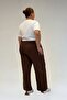 59002 Large Size Pleated Detail Combed Cotton Trousers - Brown - 5