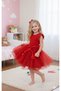 Girl's Red Cotton Short Sleeve Special Occasion Birthday Christmas Evening Dress Gift Daily Princess Dress