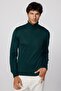Men's Slim Fit Full-Top Collar Solid Wool Green Knitwear Sweater - 2