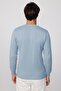 Men's Slim Fit Crew Neck Honeycomb Pattern Blue Knitwear Sweater - 5