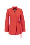 Red Slim Fit Sleeve Detailed Waist Tie Detailed Jacket - 4