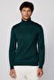 Men's Slim Fit Full-Top Collar Solid Wool Green Knitwear Sweater