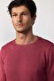Men's Slim Fit Crew Neck Honeycomb Pattern Claret Red Knitwear Sweater - 2
