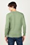 Men's Slim Fit Crew Neck Honeycomb Patterned Green Knitwear Sweater - 4