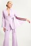 Lilac Slim Fit Sleeve Detailed Waist Tie Detailed Jacket - 5