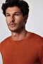 Men's Slim Fit Crew Neck Honeycomb Patterned Cinnamon Knitwear Sweater