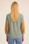 قميص نسائي أخضر، قميص بأكمام منقوشة قصة فضفاضة قميص بقصة مريحة - 6
