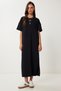 Cotton Summer Casual Combed Cotton Dress Black Lub0056 - 3