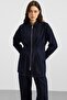 Zipper and Pencil Detail Jacket and Trousers Denim Two-Piece Set Dark Blue 9396-Tk - 2