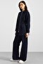 Zipper and Pencil Detail Jacket and Trousers Denim Two-Piece Set Dark Blue 9396-Tk - 7
