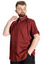 Mode XL Large Size Men's Shirt Gabardine Short Sleeve Single Pocket 23302 Claret Red - 2