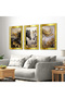 Noble Double Horse Love Themed 3 Piece Plexiglass Mirrored Framed Painting - 4