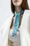 Silkworm Life %100 Pure Silk Twilly Scarf Patterned Bag and Neck Scarf 6X90 cm - Turquoise - 5