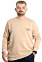 Mode XL Large Size Men's Sweathirt Crew Neck Embroidered Sweat 23525 Beige