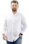 Mode XL Plus Size Men's Shirt Long Sleeve Lycra Linen Shirt U20385 White