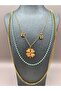 Steel Gold Clover Blue Beaded Multi Necklace - 5