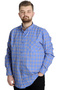Mode XL Large Size Men's Shirt Plaid Long Sleeve 23300 Light Cobalt Blue - 2