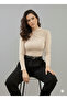 Women's Beige One Shoulder Buckle Detailed Long Sleeve Sendy Fabric Blouse - 2