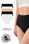Women's Panties 5 Pack High Waist Cotton Lycra Black White Skin Color