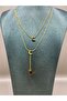 Steel Gold Double Moon Y Necklace - 4